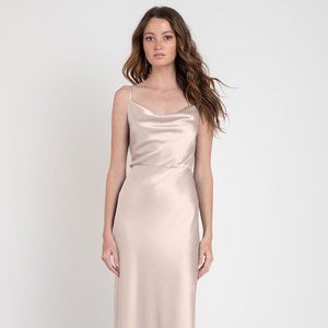 Jenny Yoo Sylvie Luxe Satin Bridesmaid Dress in Prosecco (Size 0)